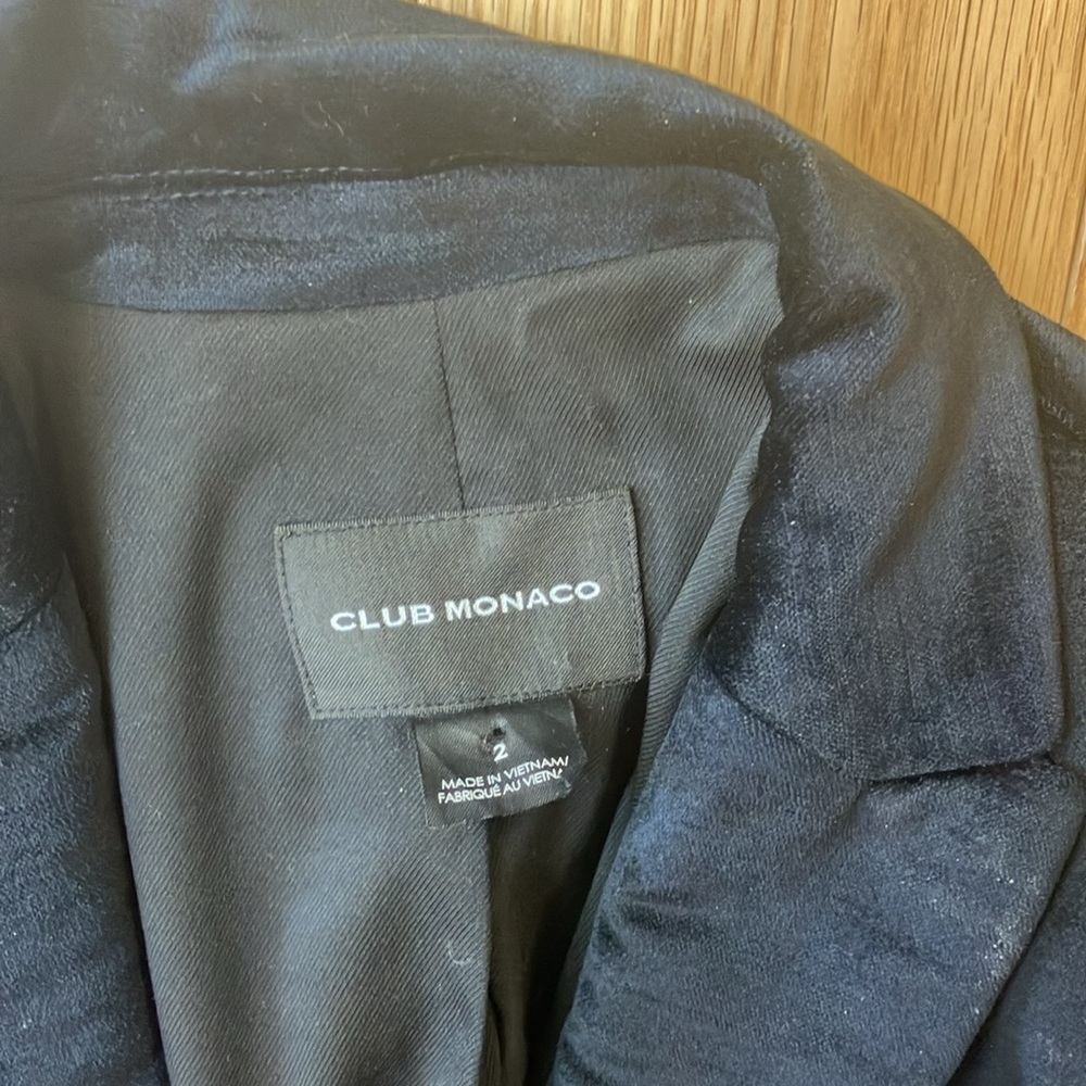Club Monaco black velvet blazer size 2 - Picture 2 of 5